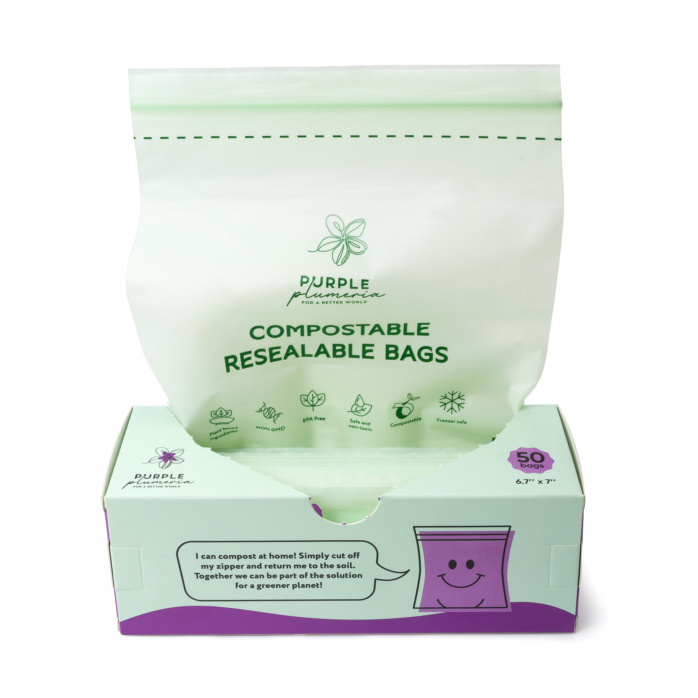 Compostable And Resealable Bags For Food, Snacks And Sandwiches. Eco-Friendly And Biodegradable.